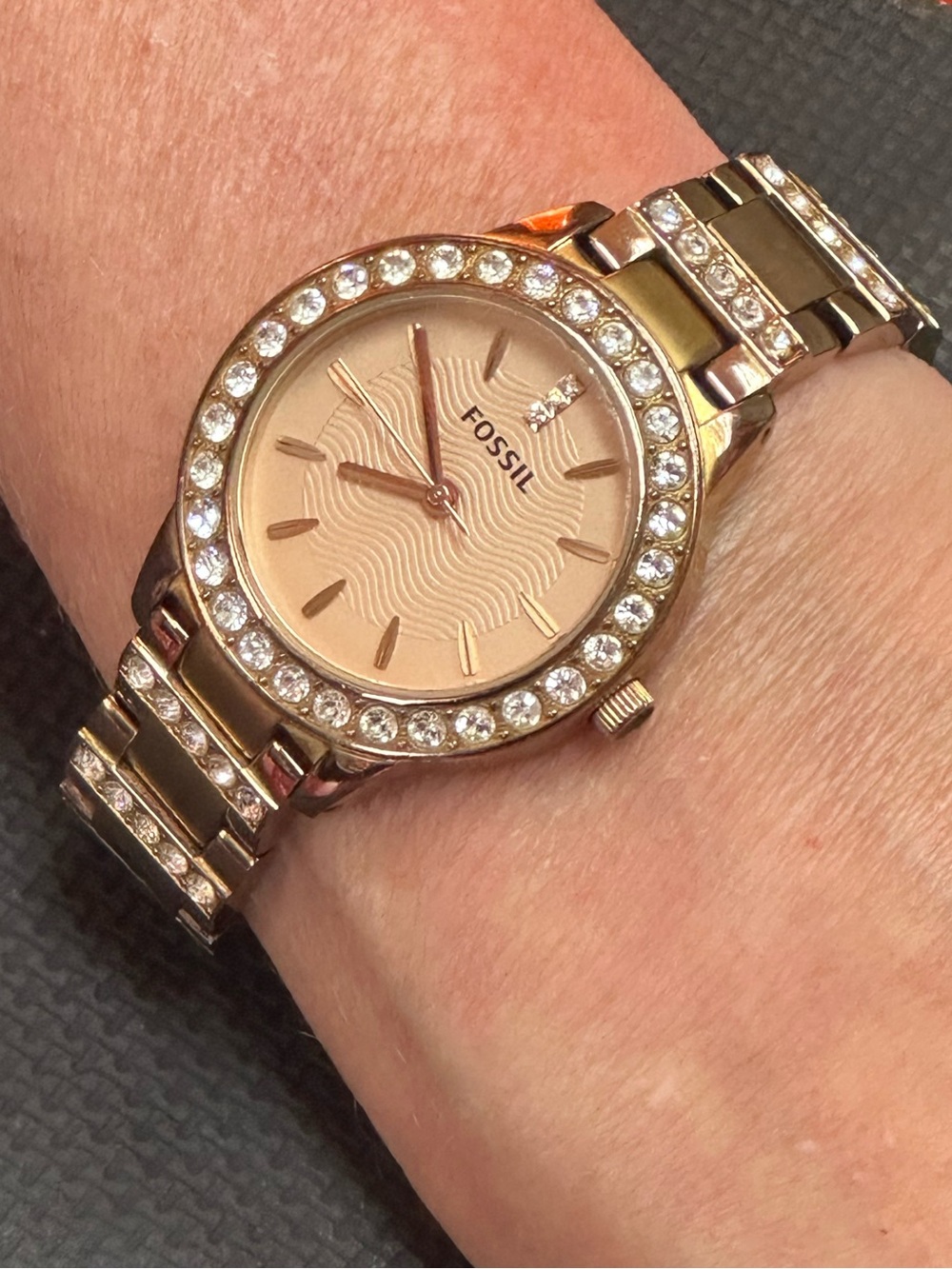 Fossil Jesse ES3020 34mm Rose Gold-Tone Crystal Watch